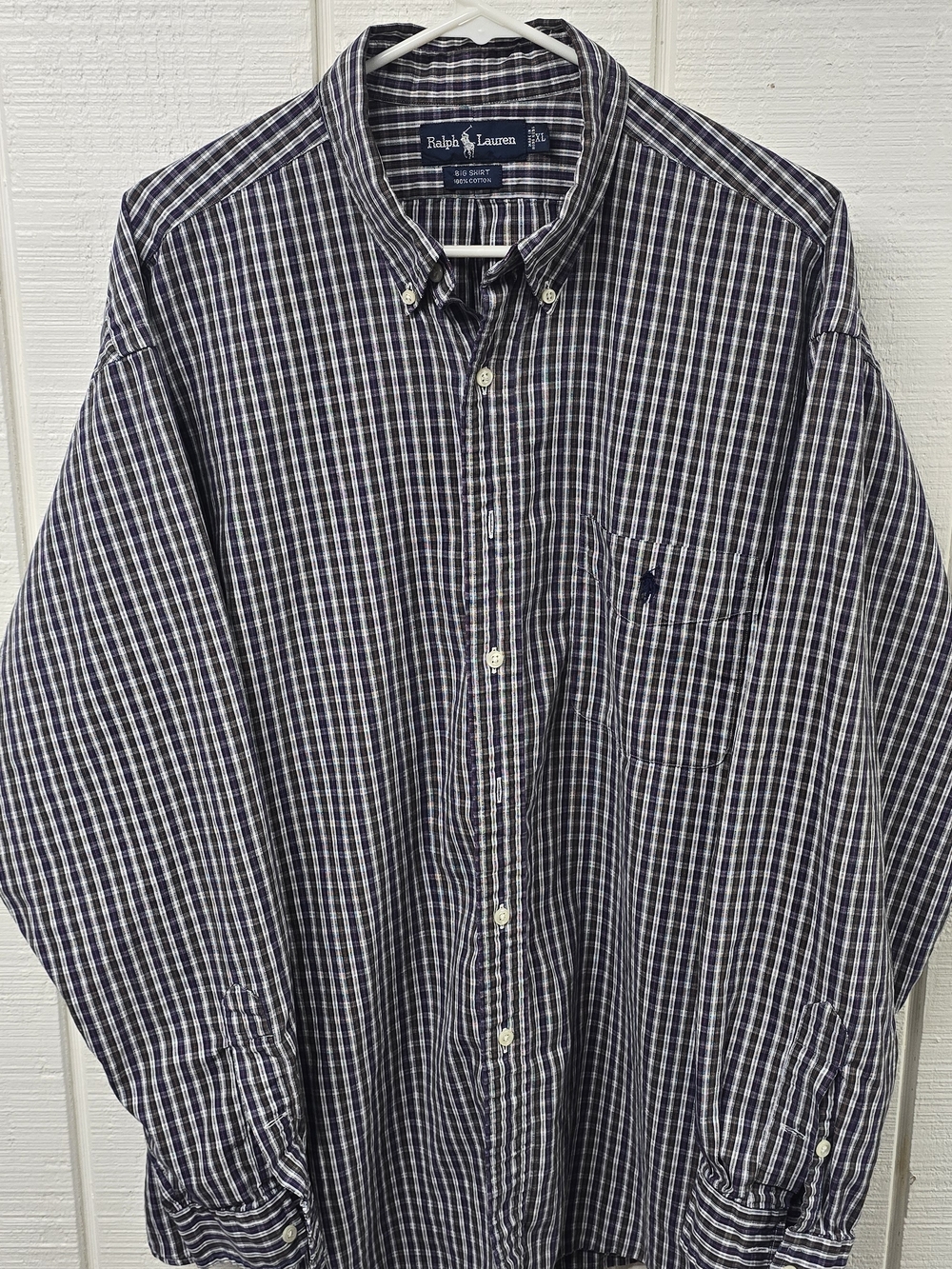 Vintage 90s Polo Ralph Lauren The Big Shirt XL Gingham Plaid. Grail Piece!